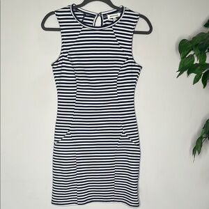 Monteau Navy and White Striped Mini Dress